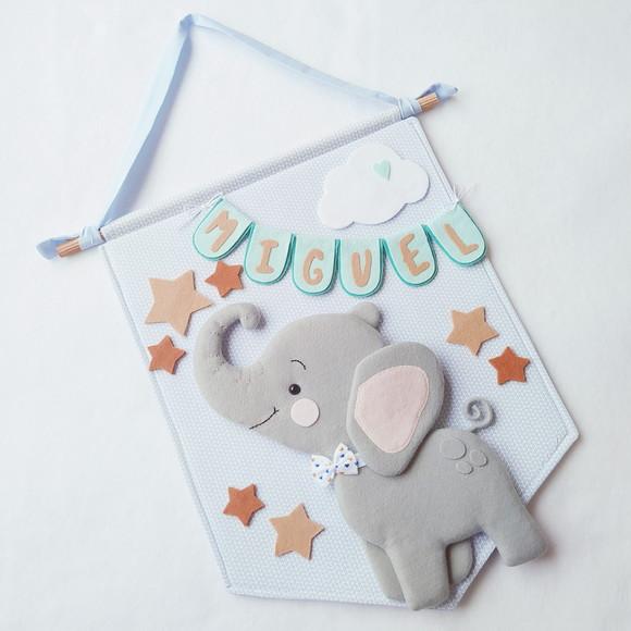 Flâmula Maternidade Elefante e as Estrelas - Miguel
