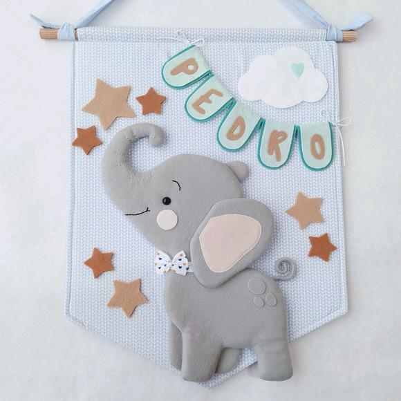 Flâmula Maternidade Elefante e as Estrelas - Pedro