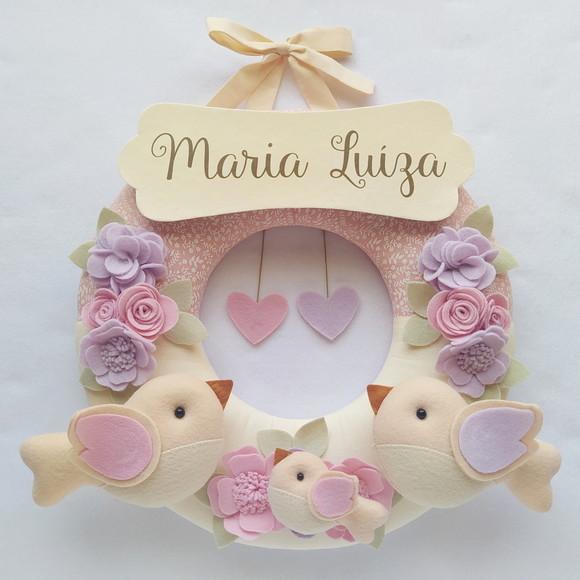 Guirlanda + Móbile Musical Pássaros Lilás e Rosa - Maria Luiza