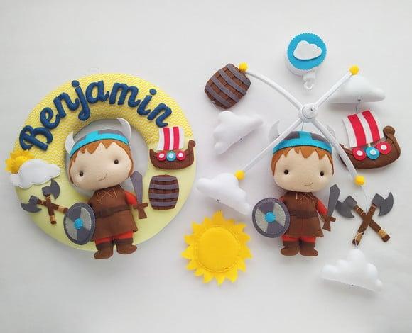 Guirlanda Maternidade e Móbile Musical Viking - Benjamin