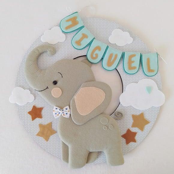 Guirlanda Maternidade Elefante, Nuvens e Estrelas - Miguel