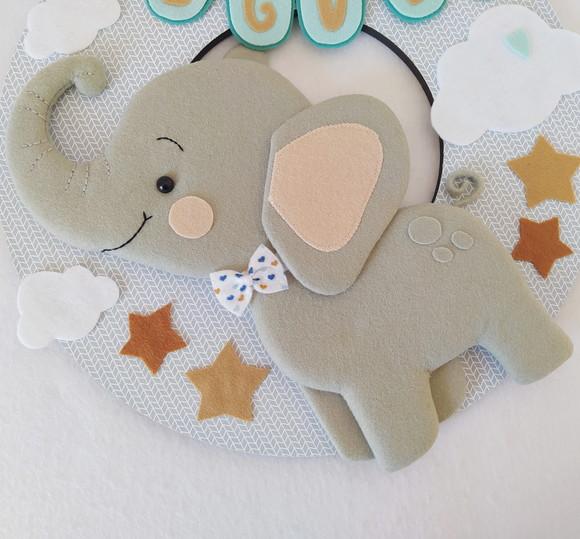 Guirlanda Maternidade Elefante, Nuvens e Estrelas - Miguel