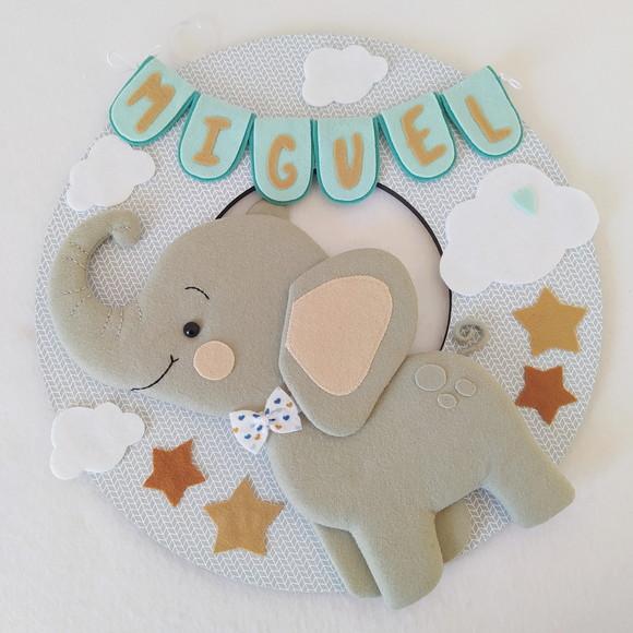 Guirlanda Maternidade Elefante, Nuvens e Estrelas - Miguel
