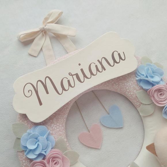 Guirlanda Passarinhos de Feltro Azul e Rosa - Mariana