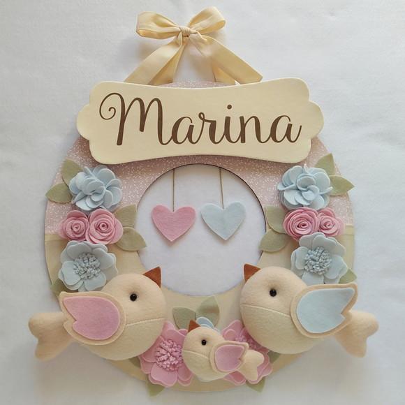 Guirlanda Passarinhos de Feltro Azul e Rosa - Marina