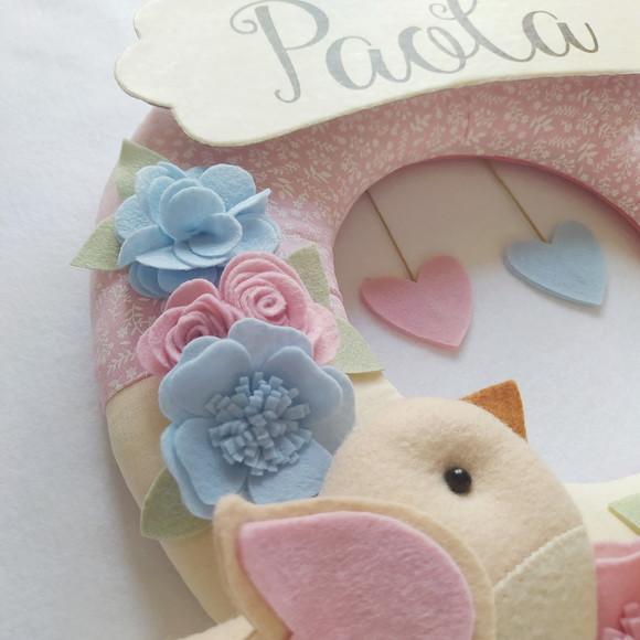 Guirlanda Passarinhos de Feltro Azul e Rosa - Paola