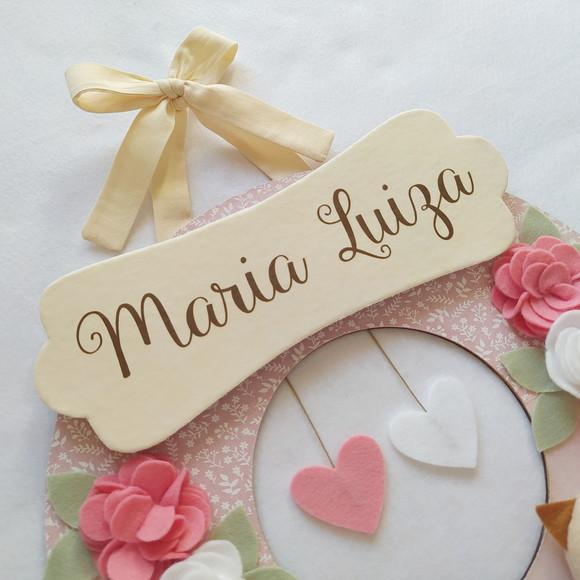 Guirlanda Passarinhos de Feltro Branco e Rosa - Maria Luiza