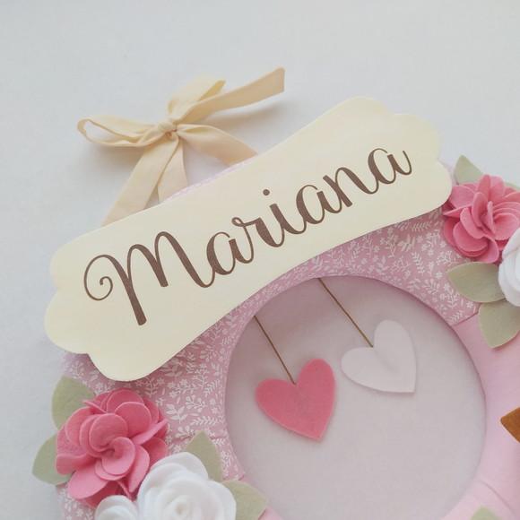 Guirlanda Passarinhos de Feltro Branco e Rosa - Mariana