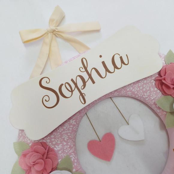 Guirlanda Passarinhos de Feltro Branco e Rosa Sophia