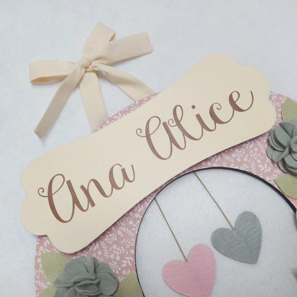 Guirlanda Passarinhos de Feltro Cinza e Rosa - Ana Alice