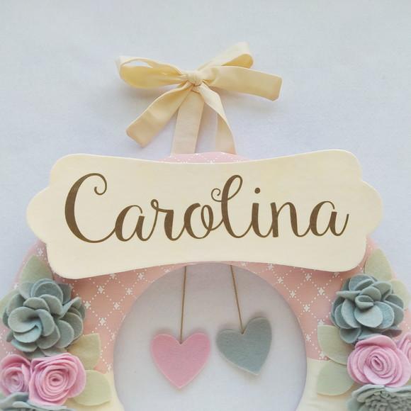 Guirlanda Passarinhos de Feltro Cinza e Rosa - Carolina