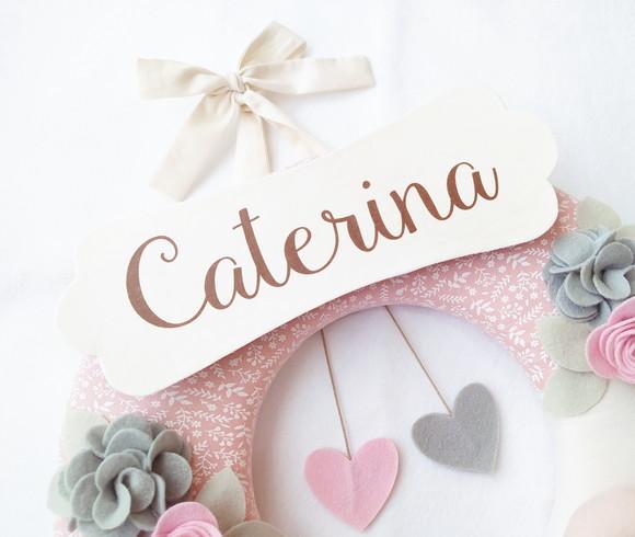 Guirlanda Passarinhos de Feltro Cinza e Rosa - Caterina