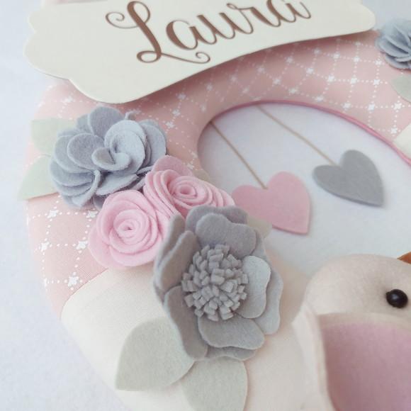Guirlanda Passarinhos de Feltro Cinza e Rosa - Laura