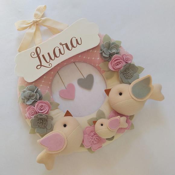 Guirlanda Passarinhos de Feltro Cinza e Rosa - Luara