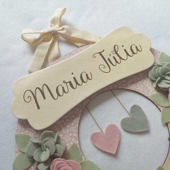 Guirlanda Passarinhos de Feltro Cinza e Rosa - Maria Júlia