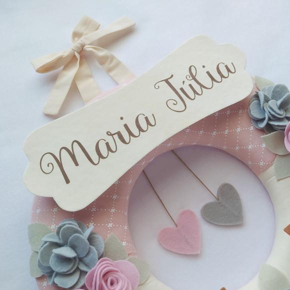 Guirlanda Passarinhos de Feltro Cinza e Rosa - Maria Júlia