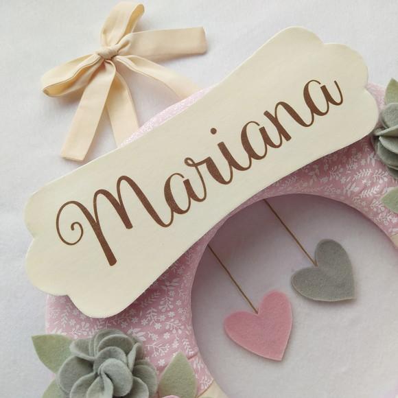 Guirlanda Passarinhos de Feltro Cinza e Rosa - Mariana