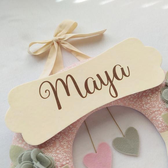 Guirlanda Passarinhos de Feltro Cinza e Rosa - Maya