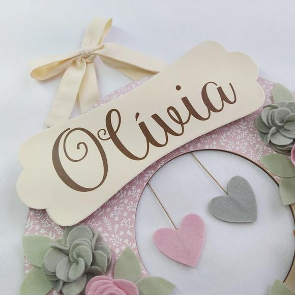 Guirlanda Passarinhos de Feltro Cinza e Rosa - Olívia