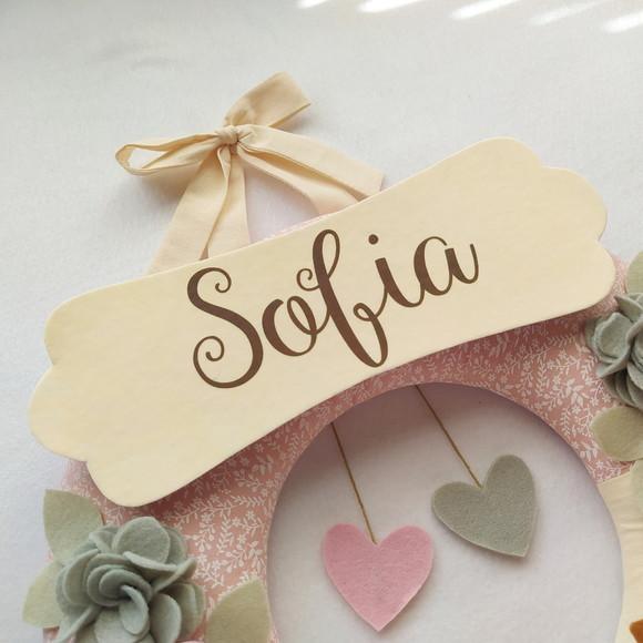 Guirlanda Passarinhos de Feltro Cinza e Rosa - Sofia