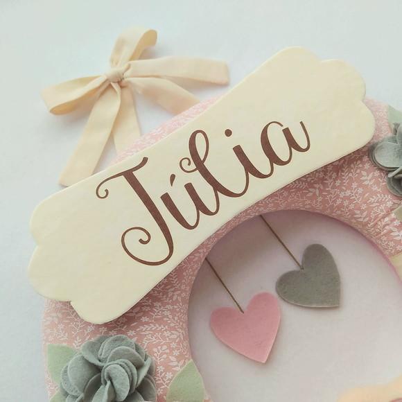 Guirlanda Passarinhos de Feltro Cinza e Rosa Júlia