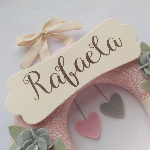 Guirlanda Passarinhos de Feltro Cinza e Rosa Rafaela