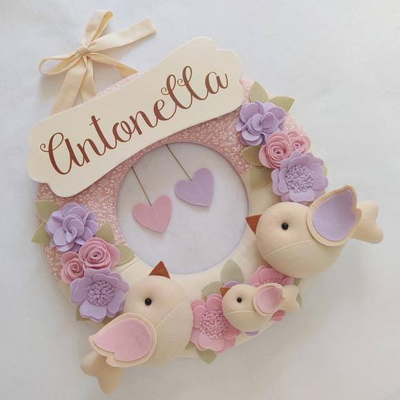 Guirlanda Passarinhos de Feltro Lilás e Rosa - Antonella