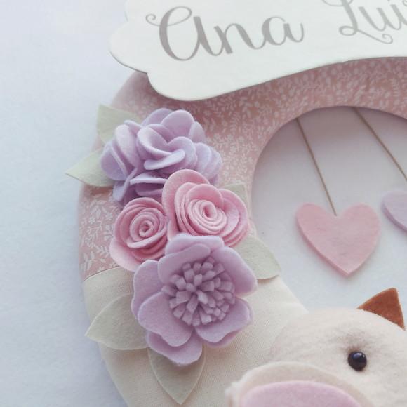Guirlanda Passarinhos de Feltro Lilás e Rosa - Ana Luísa