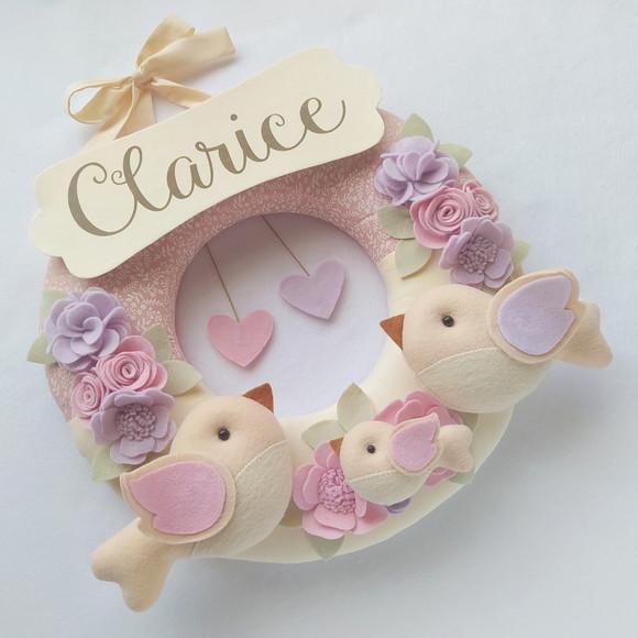 Guirlanda Passarinhos de Feltro Lilás e Rosa - Clarice
