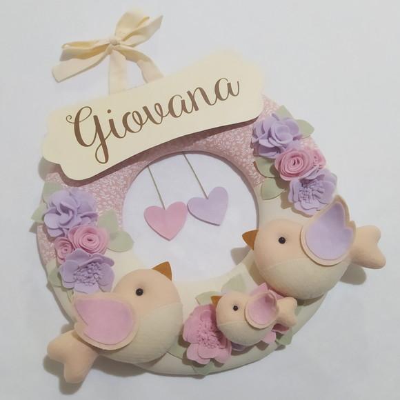 Guirlanda Passarinhos de Feltro Lilás e Rosa - Giovana
