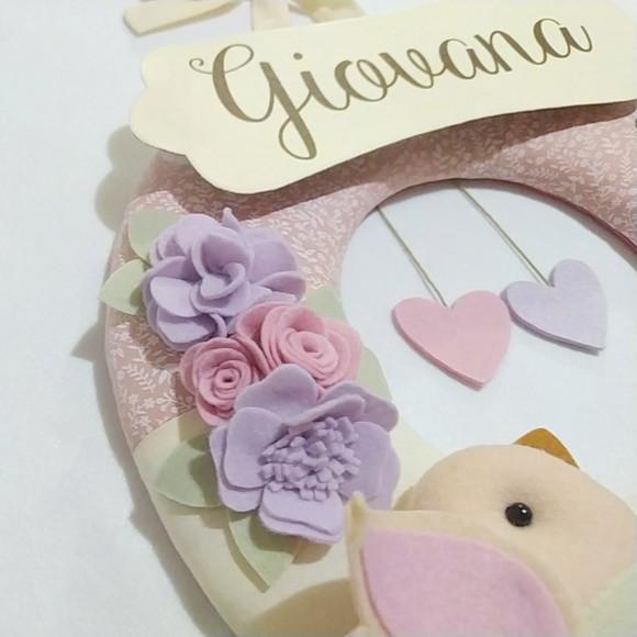 Guirlanda Passarinhos de Feltro Lilás e Rosa - Giovana