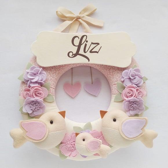 Guirlanda Passarinhos de Feltro Lilás e Rosa - Liz