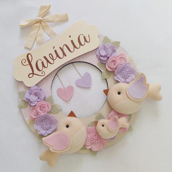 Guirlanda Passarinhos de Feltro Lilás e Rosa - Lavínia