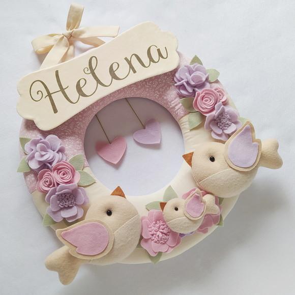 Guirlanda Passarinhos de Feltro Lilás e Rosa - Helena