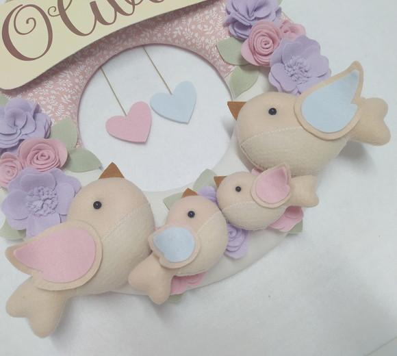 Guirlanda Passarinhos de Feltro Lilás e Rosa Alice