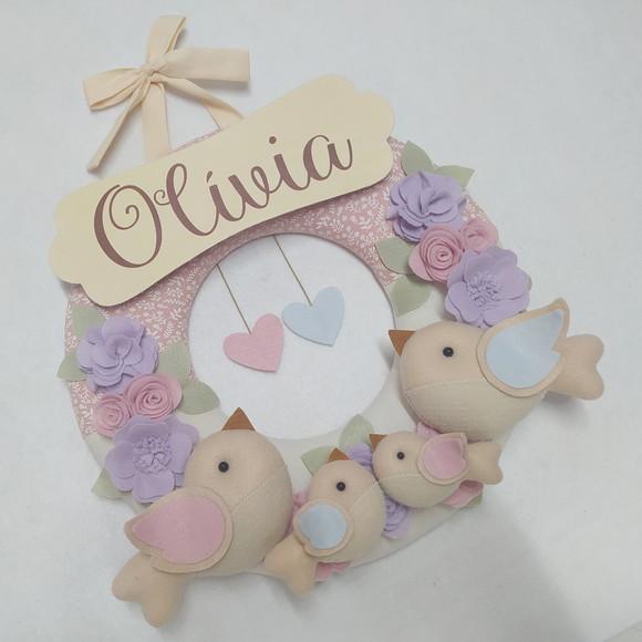 Guirlanda Passarinhos de Feltro Lilás e Rosa Alice
