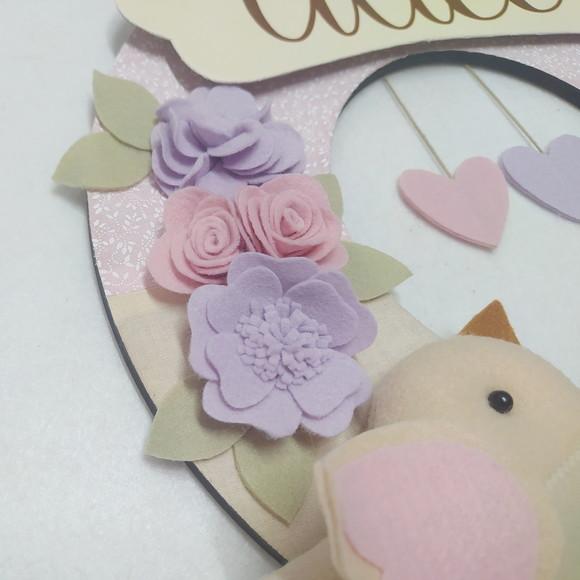Guirlanda Passarinhos de Feltro Lilás e Rosa Alice