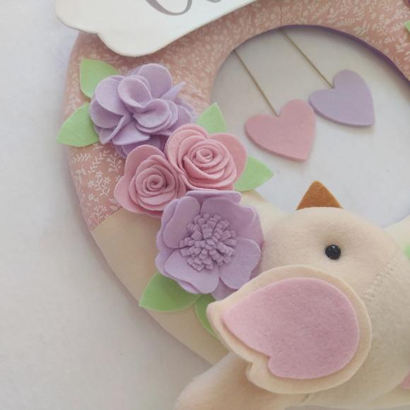 Guirlanda Passarinhos de Feltro Lilás e Rosa Alice