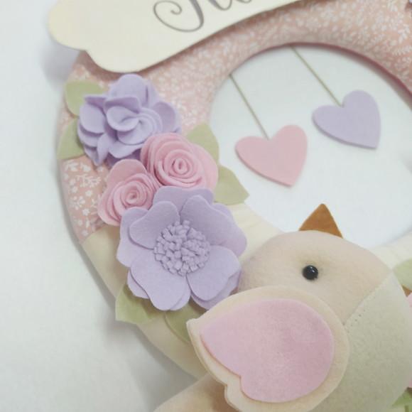 Guirlanda Passarinhos de Feltro Lilás e Rosa Julia