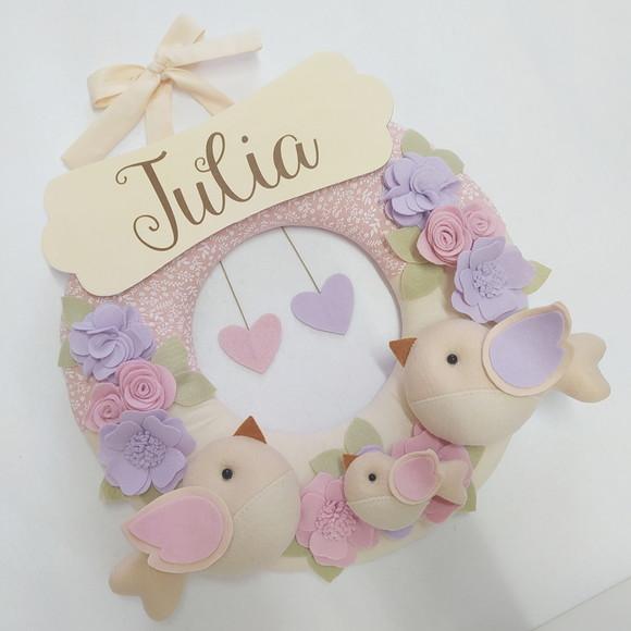 Guirlanda Passarinhos de Feltro Lilás e Rosa Julia