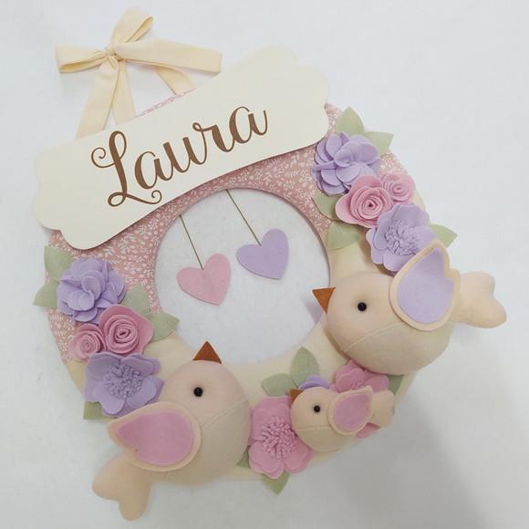 Guirlanda Passarinhos de Feltro Lilás e Rosa Laura