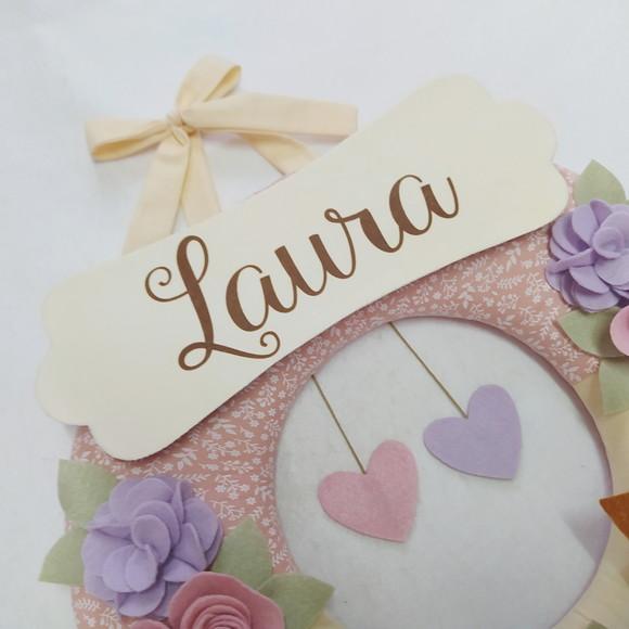 Guirlanda Passarinhos de Feltro Lilás e Rosa Laura
