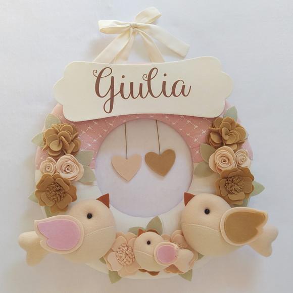Guirlanda Passarinhos de Feltro Maternidade Nude - Giulia