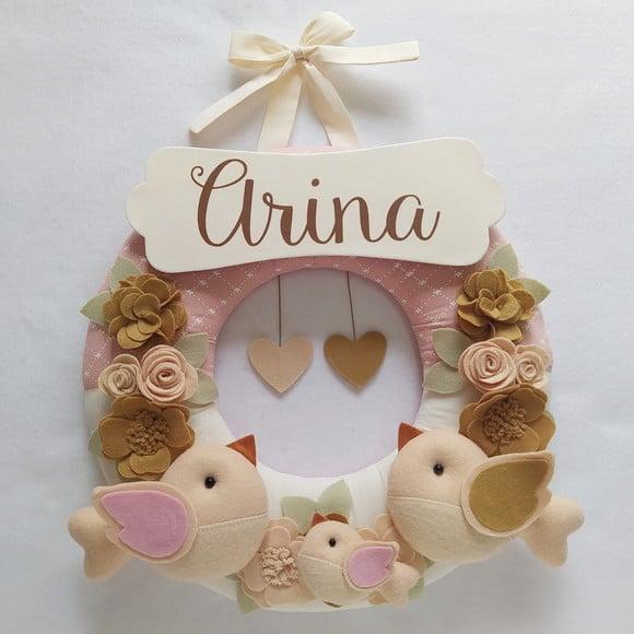 Guirlanda Passarinhos de Feltro Maternidade Nude Arina
