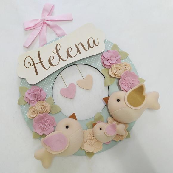 Guirlanda Passarinhos de Feltro Verde e Rosa - Helena