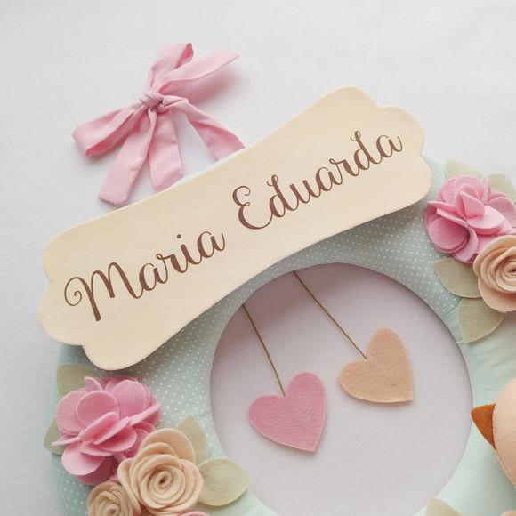 Guirlanda Passarinhos de Feltro Verde e Rosa - Maria Eduarda