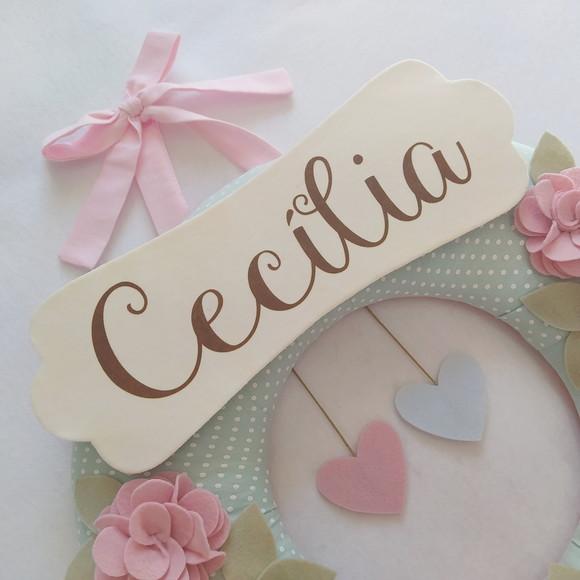 Guirlanda Passarinhos de Feltro Verde e Rosa Cecília