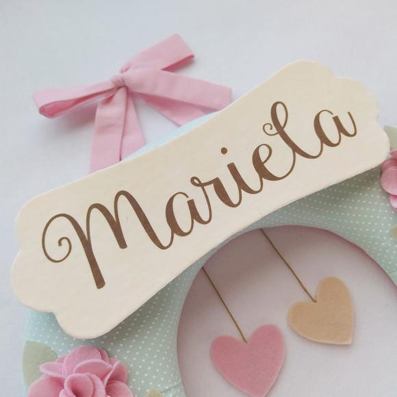 Guirlanda Passarinhos de Feltro Verde e Rosa Mariela