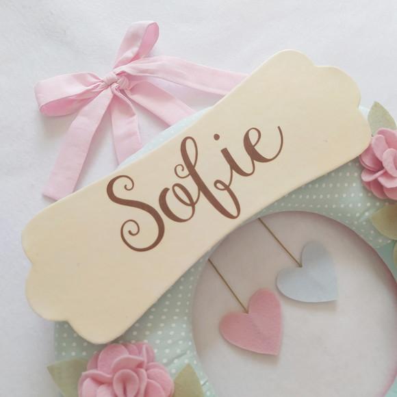 Guirlanda Passarinhos de Feltro Verde e Rosa Sofie