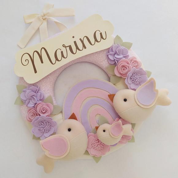 Guirlanda Passarinhos Lilás e Rosa Bebê Arco-íris Marina